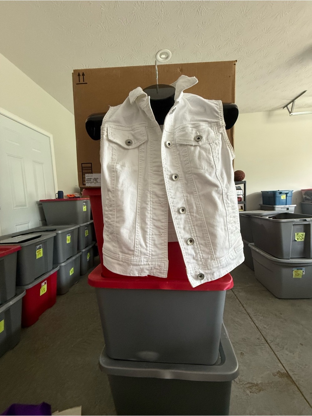 White Denim Vest Jacket - Sleeveless Coat p74